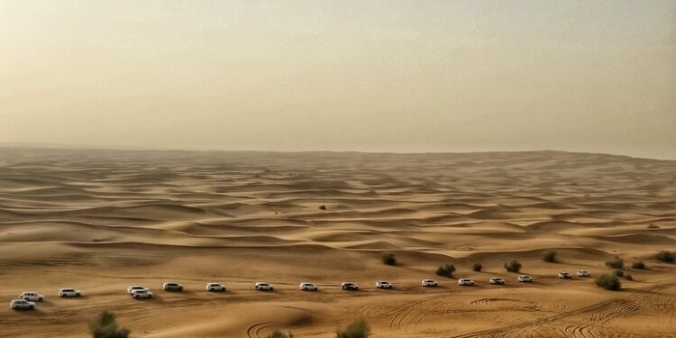 many cars on the desert